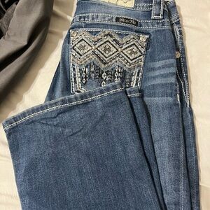 Miss Me Blue Boot Cut Jeans with Embroidered Pocket